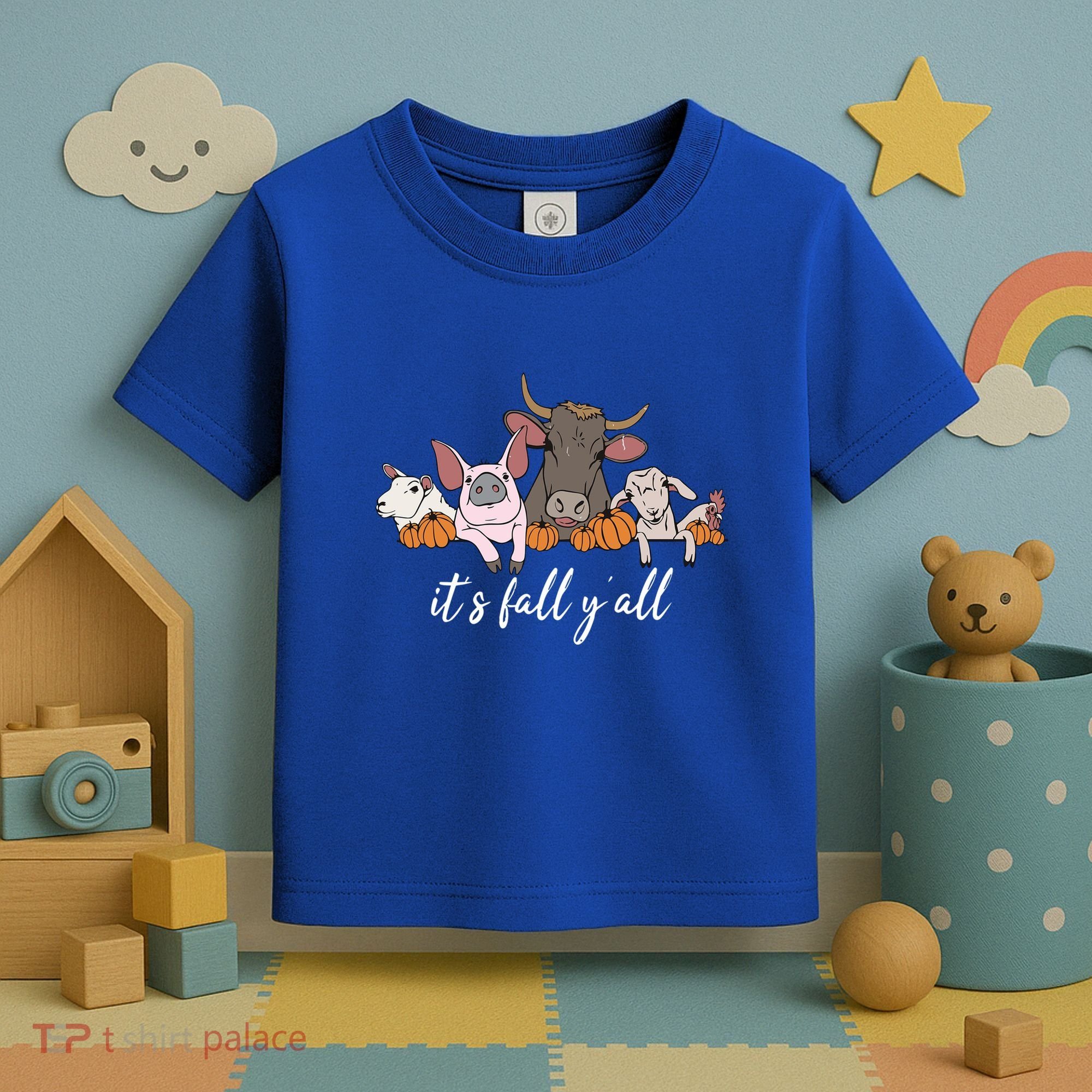 Farm Animals ItS Fall YAll Pumpkins Autumn Halloween Gift Toddler T-Shirt