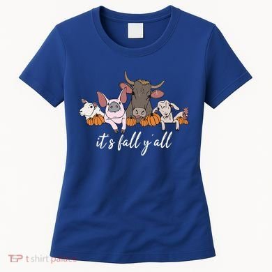 Farm Animals ItS Fall YAll Pumpkins Autumn Halloween Gift Women's T-Shirt