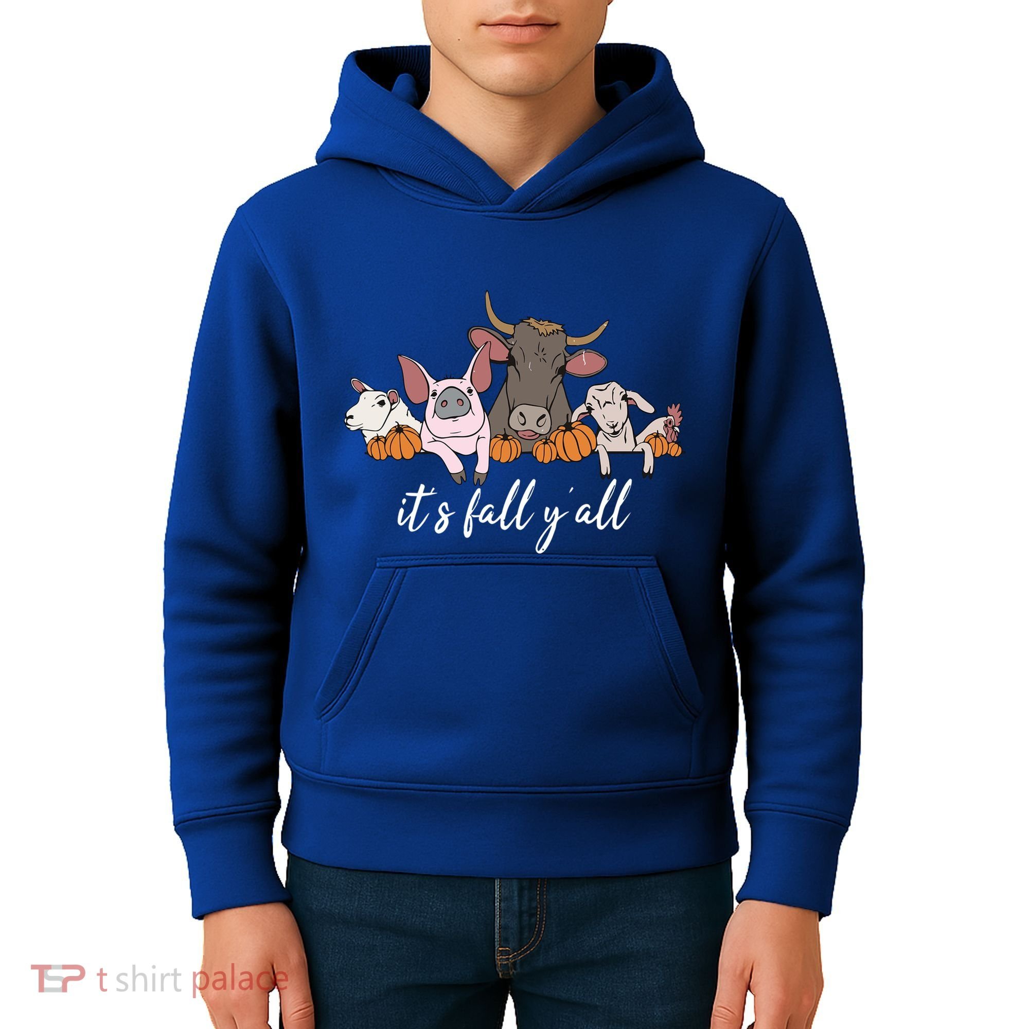 Farm Animals ItS Fall YAll Pumpkins Autumn Halloween Gift Kids Hoodie