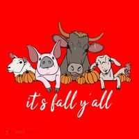 Farm Animals ItS Fall YAll Pumpkins Autumn Halloween Gift Santa Hat thumb 1