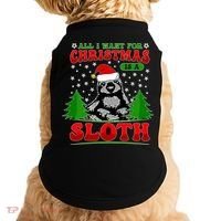 Funny All I Want For Christmas Is A Sloth Doggie Tank thumb 0