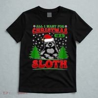Funny All I Want For Christmas Is A Sloth T-Shirt thumb 5