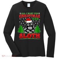 Funny All I Want For Christmas Is A Sloth Women's Long Sleeve Shirt thumb 0