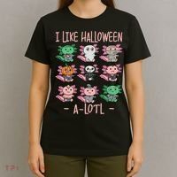 Funny Axolotl I Like Halloween A-Lotl Axolotl Costume T-Shirt thumb 4