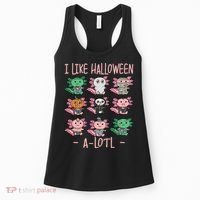 Funny Axolotl I Like Halloween A-Lotl Axolotl Costume Women's Tank Top thumb 0