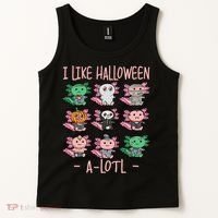 Funny Axolotl I Like Halloween A-Lotl Axolotl Costume Tank Top thumb 2