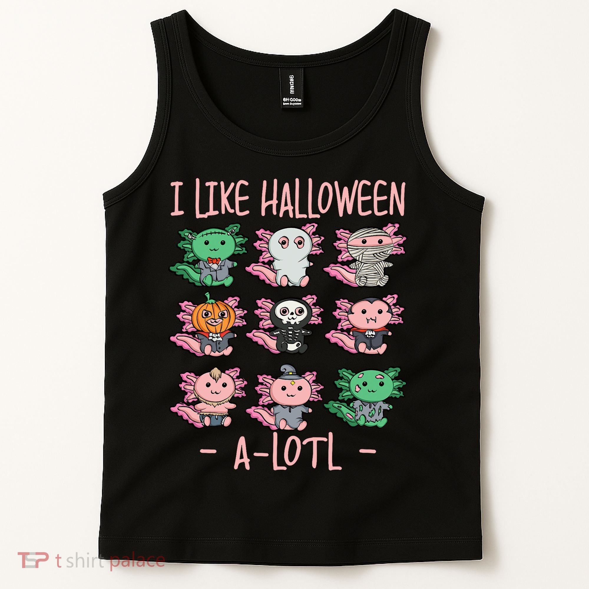 Funny Axolotl I Like Halloween A-Lotl Axolotl Costume Tank Top