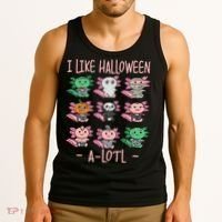 Funny Axolotl I Like Halloween A-Lotl Axolotl Costume Tank Top thumb 3