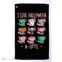 Funny Axolotl I Like Halloween A-Lotl Axolotl Costume Golf Towel thumb 0