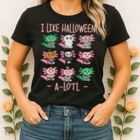Funny Axolotl I Like Halloween A-Lotl Axolotl Costume Women's T-Shirt thumb 2