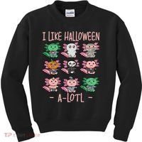 Funny Axolotl I Like Halloween A-Lotl Axolotl Costume Kids Sweatshirt thumb 0