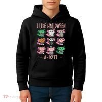 Funny Axolotl I Like Halloween A-Lotl Axolotl Costume Kids Hoodie thumb 4