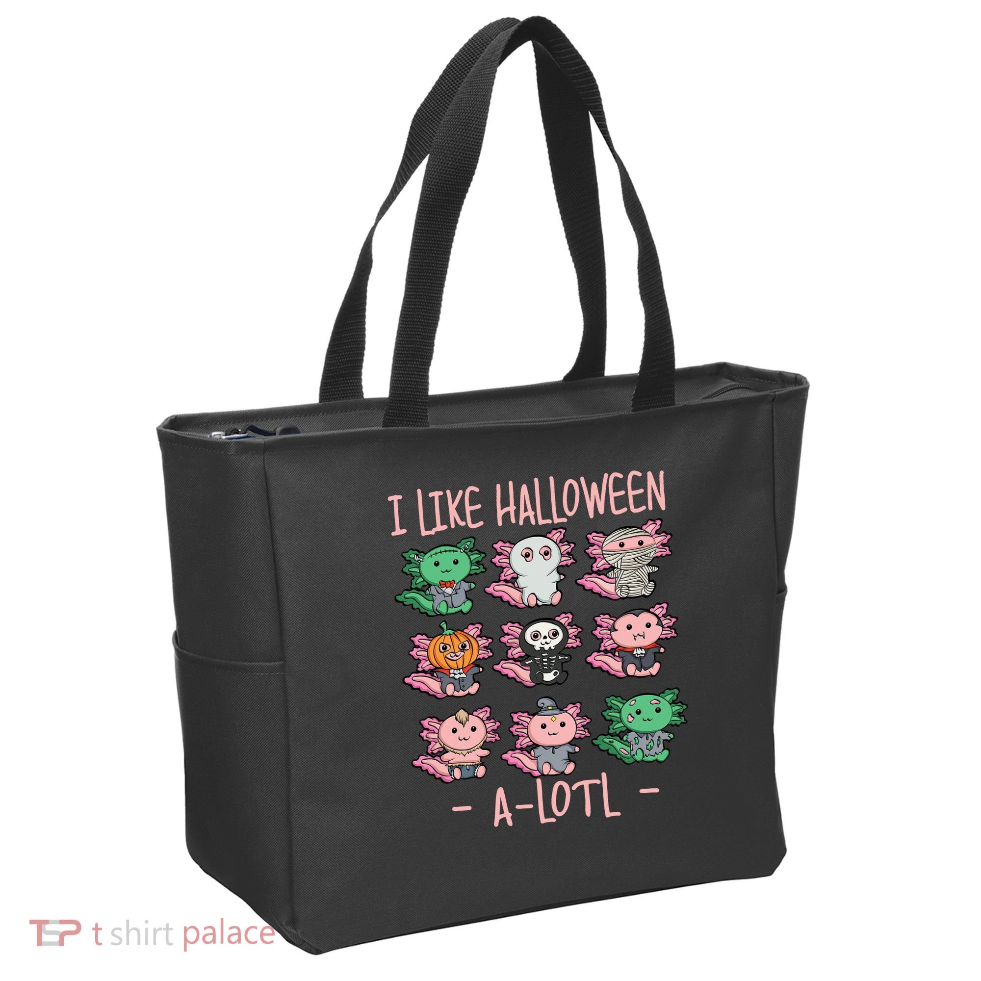 Funny Axolotl I Like Halloween A-Lotl Axolotl Costume Tote Bag