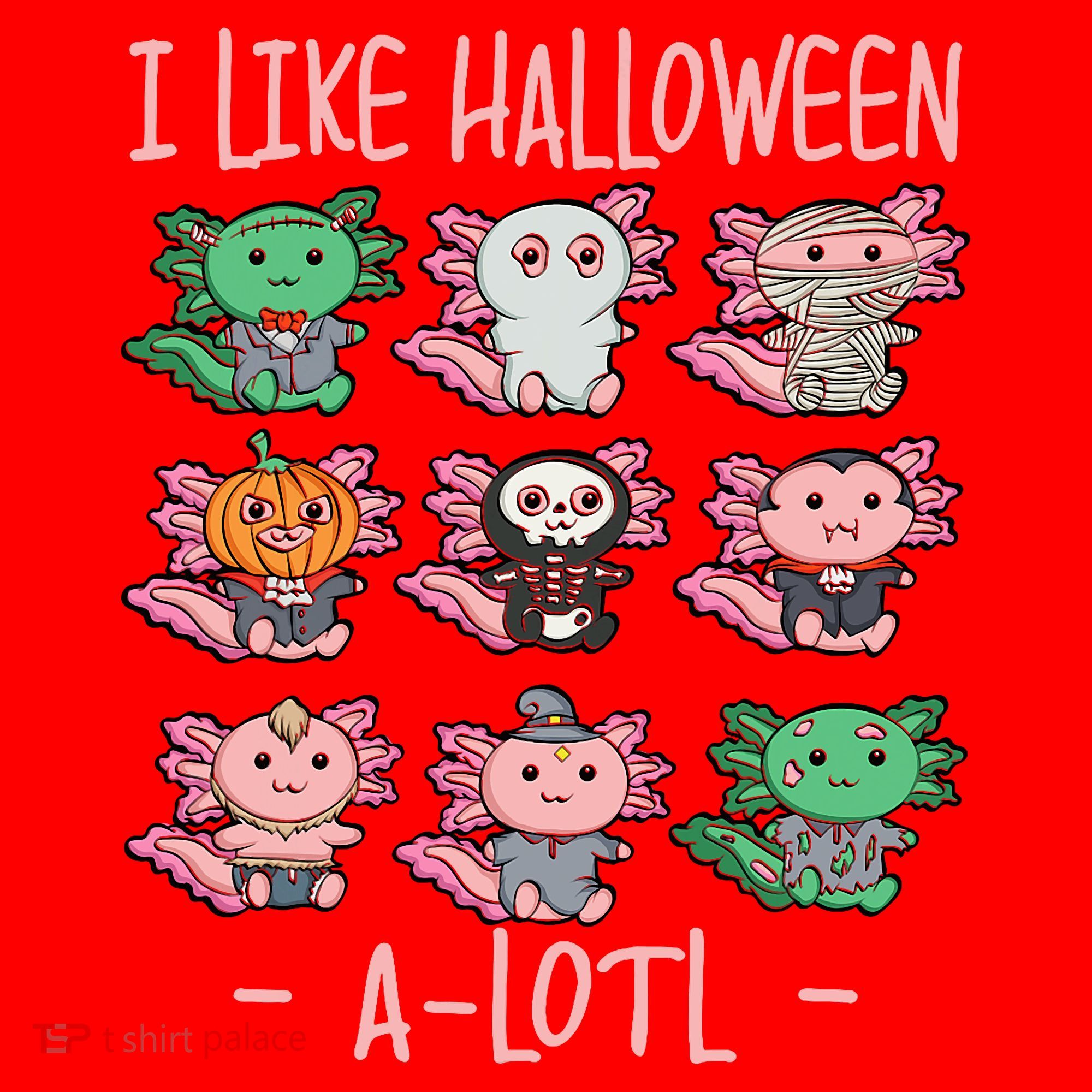 Funny Axolotl I Like Halloween A-Lotl Axolotl Costume Santa Hat