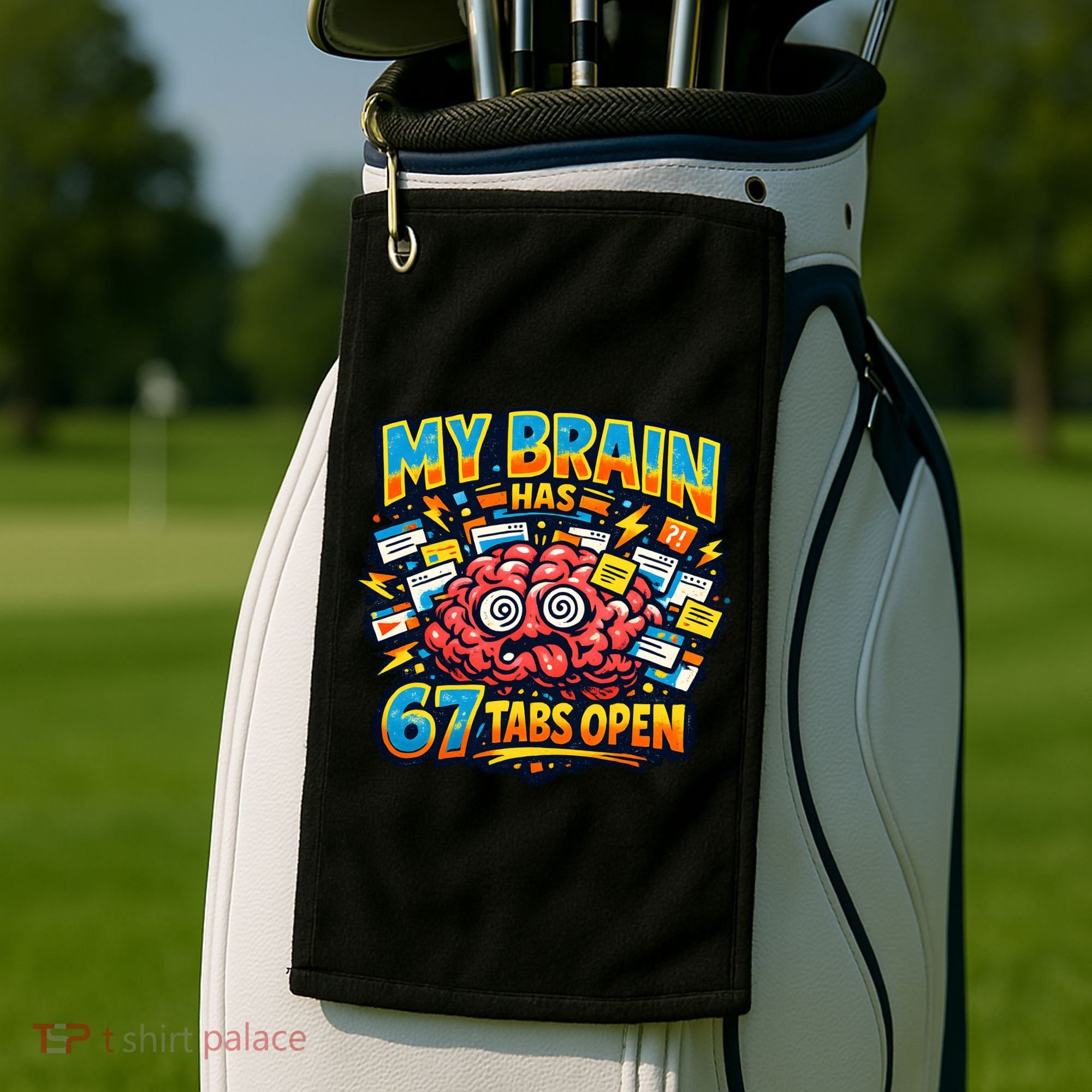 Funny ADHD Internet Humor My Brain Has 67 Tabs Open Golf Towel