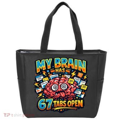 Funny ADHD Internet Humor My Brain Has 67 Tabs Open Tote Bag