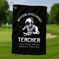 Funny Artificial Intelligence Teacher Robotics Engineer Great Gift Golf Towel thumb 1