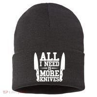 Funny All I Need Is More Knives Sustainable Knit Beanie thumb 0