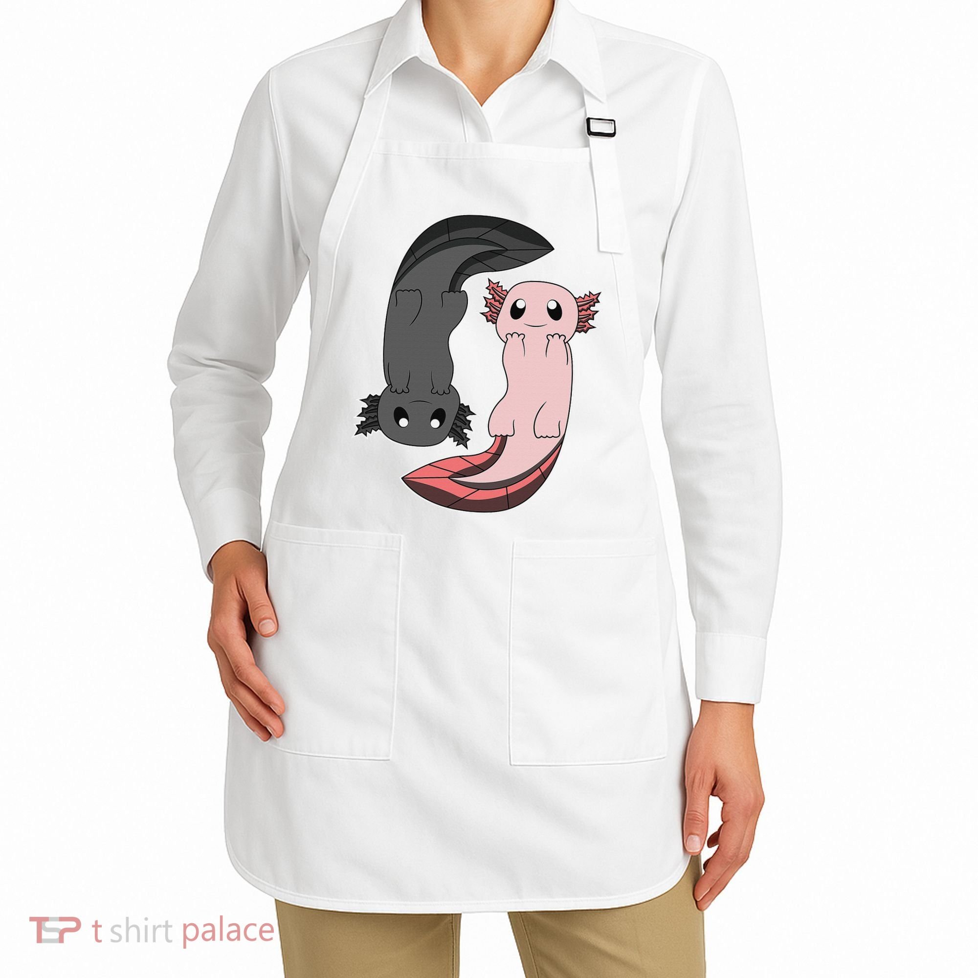 Funny Axolotl  I Yin Yang Reptile  Apron