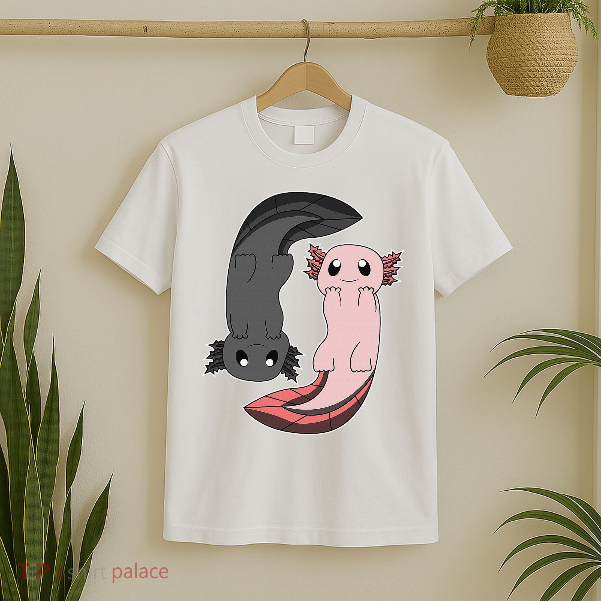 Funny Axolotl  I Yin Yang Reptile  T-Shirt