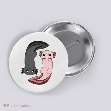 Funny Axolotl  I Yin Yang Reptile  Button