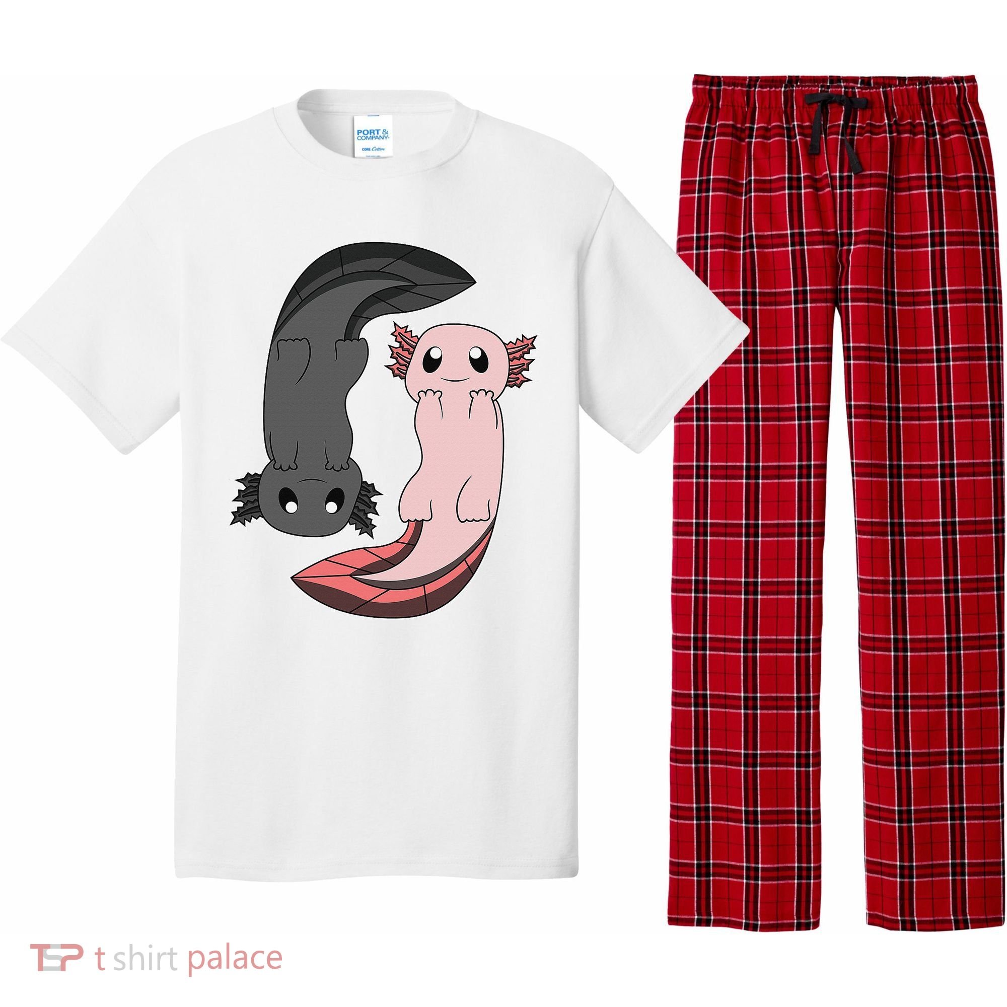 Funny Axolotl  I Yin Yang Reptile  Pajama Set