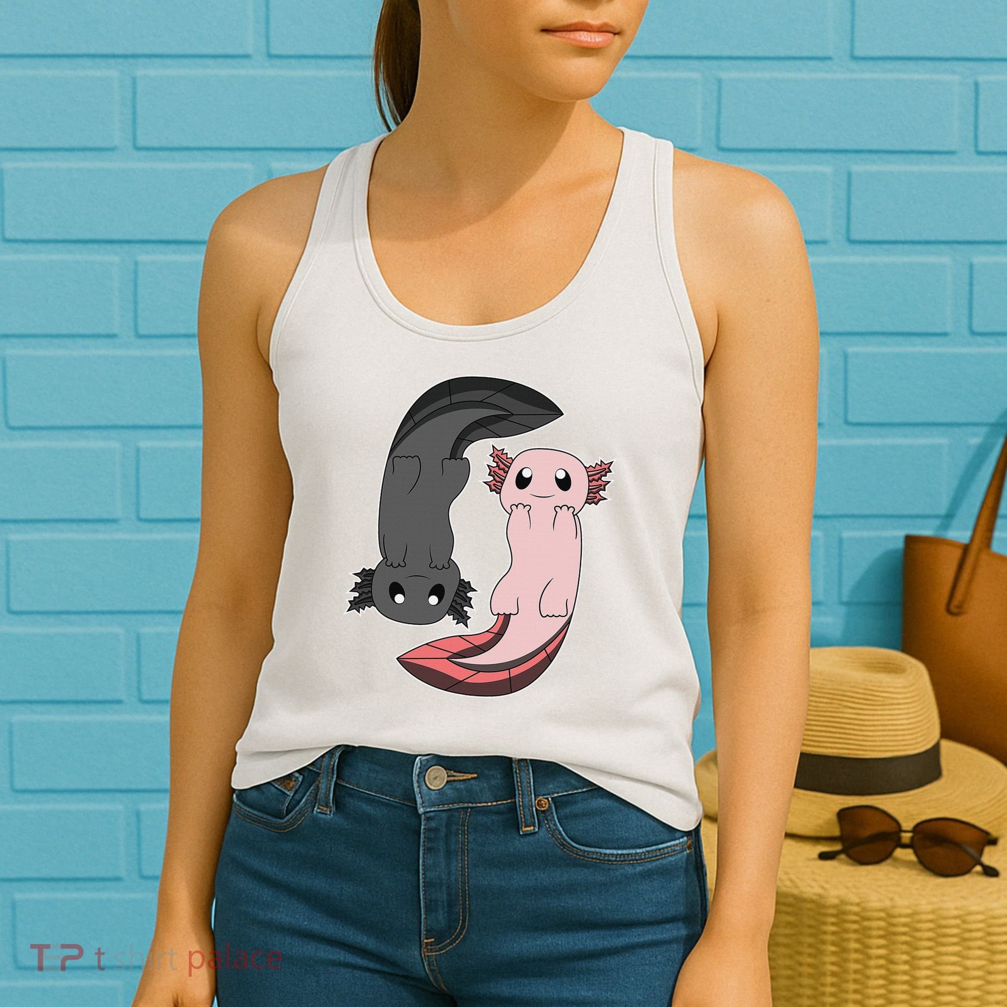Funny Axolotl  I Yin Yang Reptile  Women's Tank Top