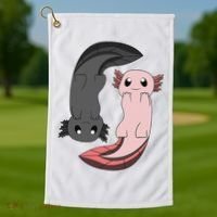 Funny Axolotl  I Yin Yang Reptile  Golf Towel thumb 1