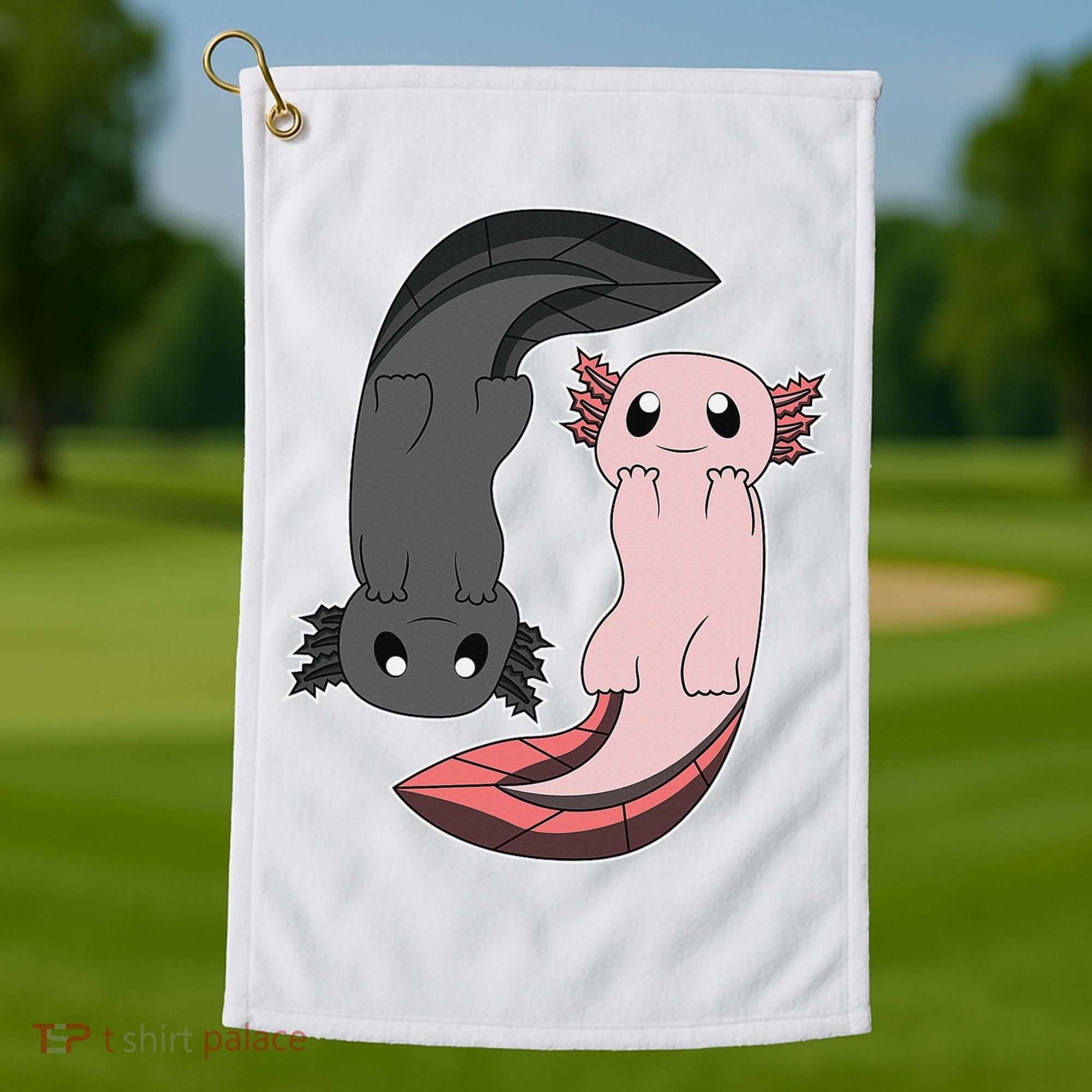 Funny Axolotl  I Yin Yang Reptile  Golf Towel