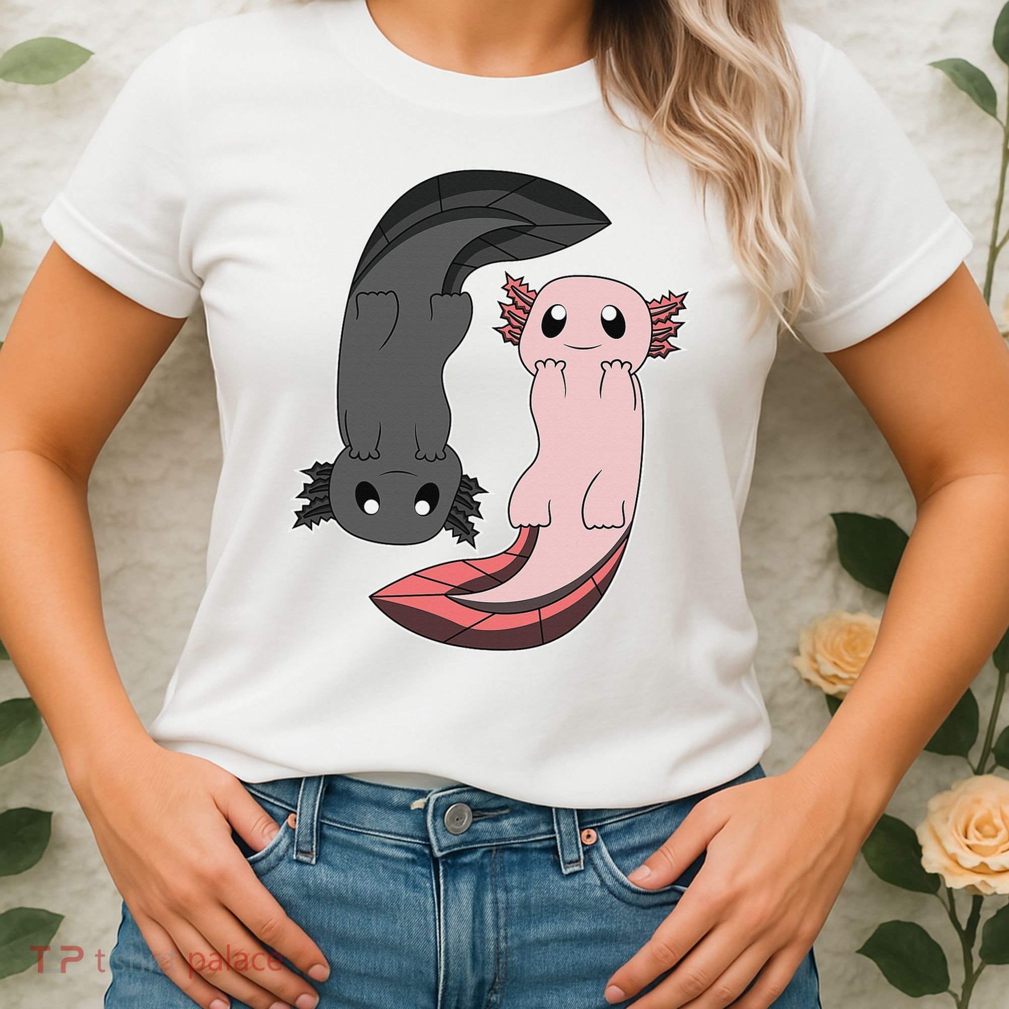 Funny Axolotl  I Yin Yang Reptile  Women's T-Shirt