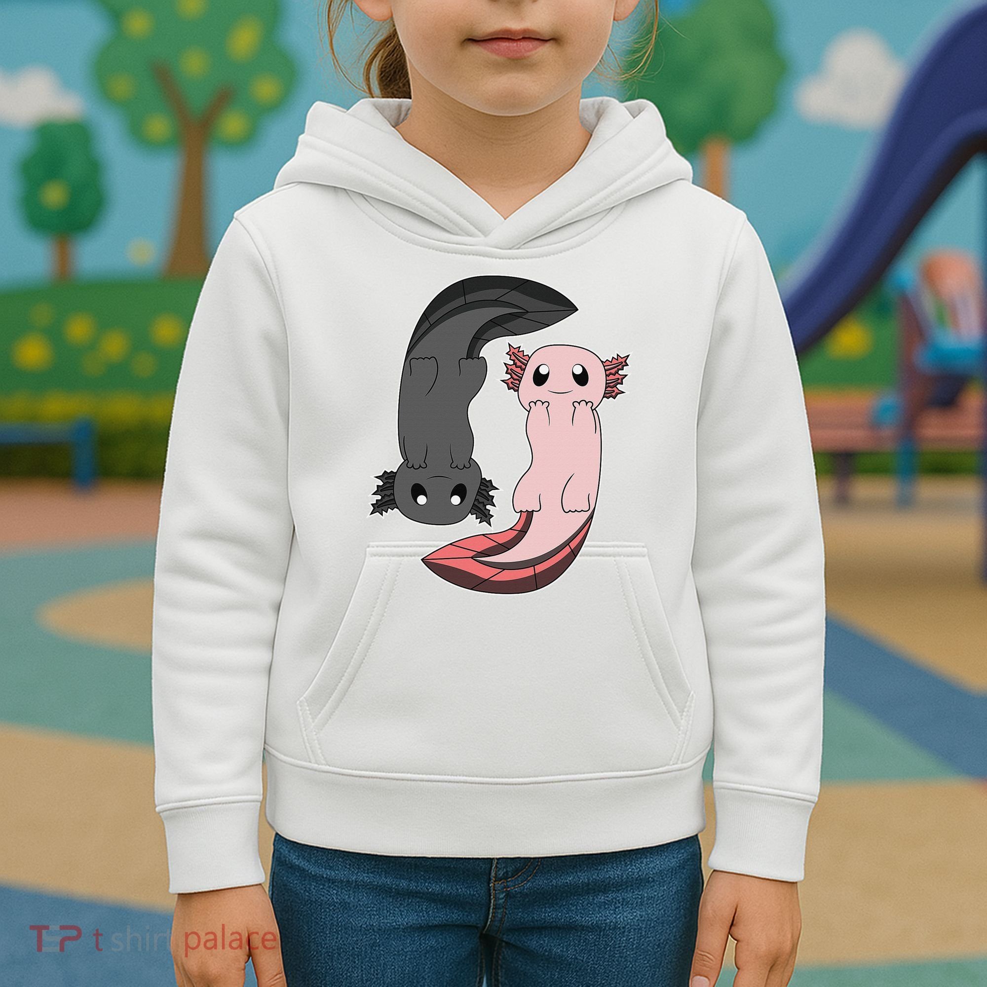 Funny Axolotl  I Yin Yang Reptile  Kids Hoodie
