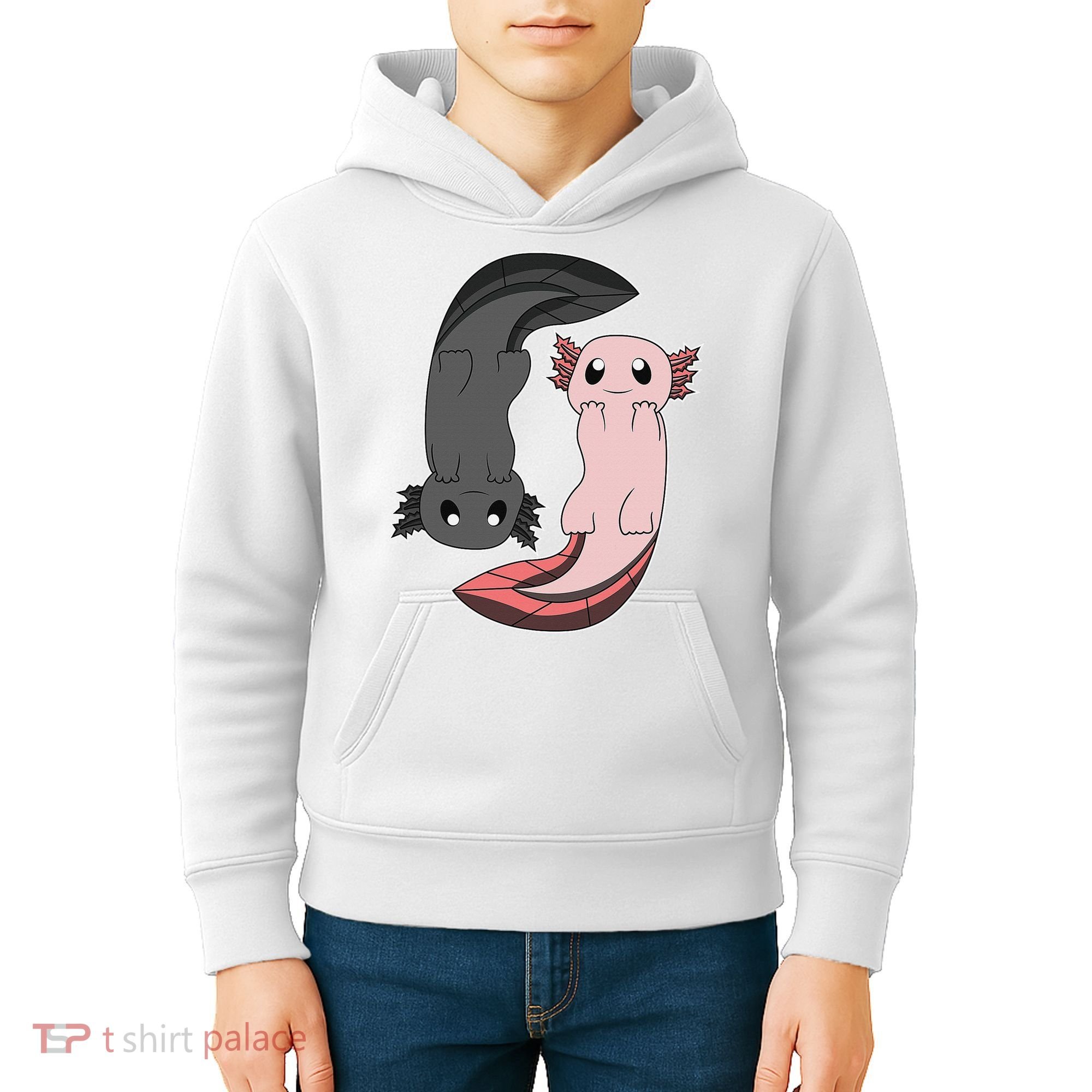 Funny Axolotl  I Yin Yang Reptile  Kids Hoodie