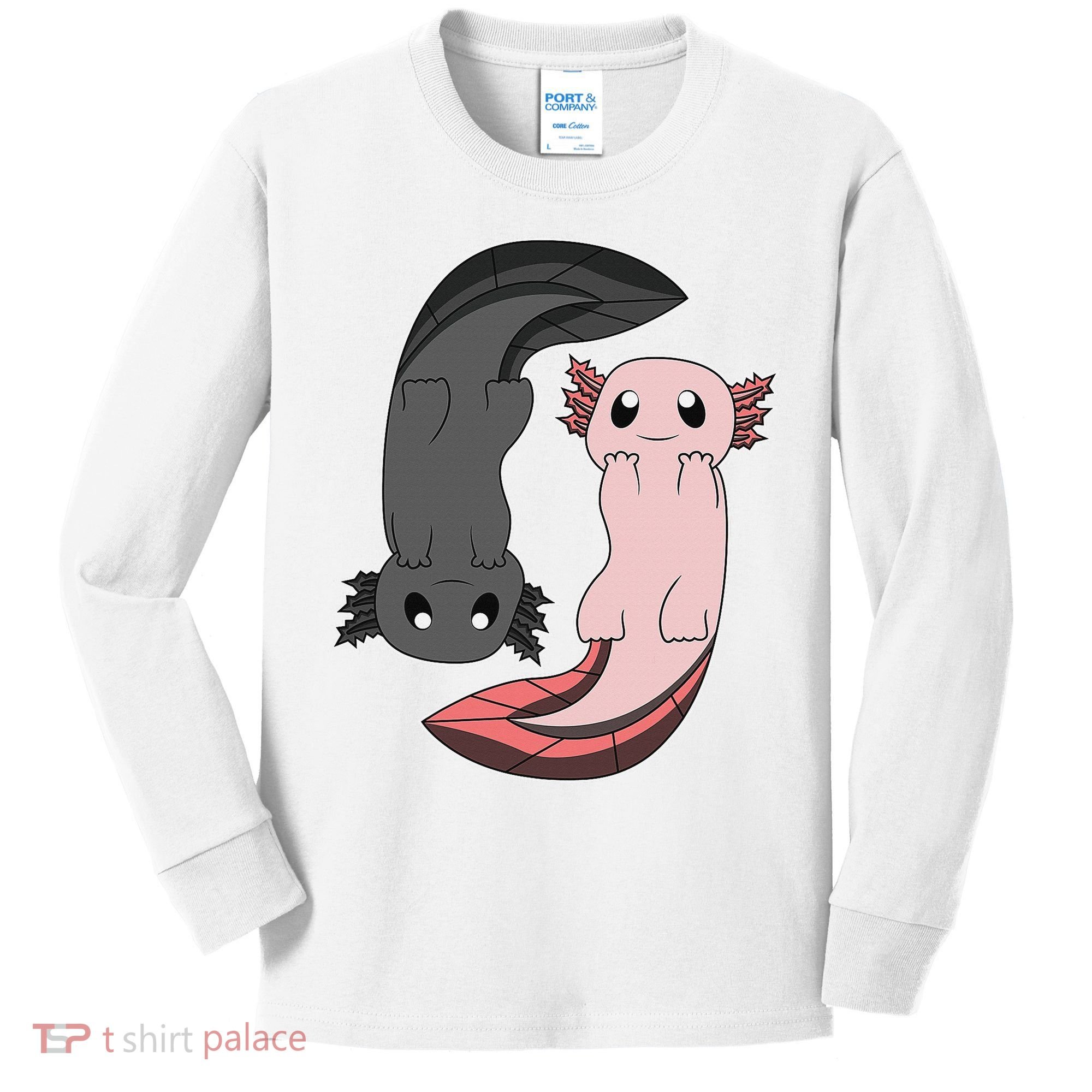 Funny Axolotl  I Yin Yang Reptile  Kids Long Sleeve Shirt