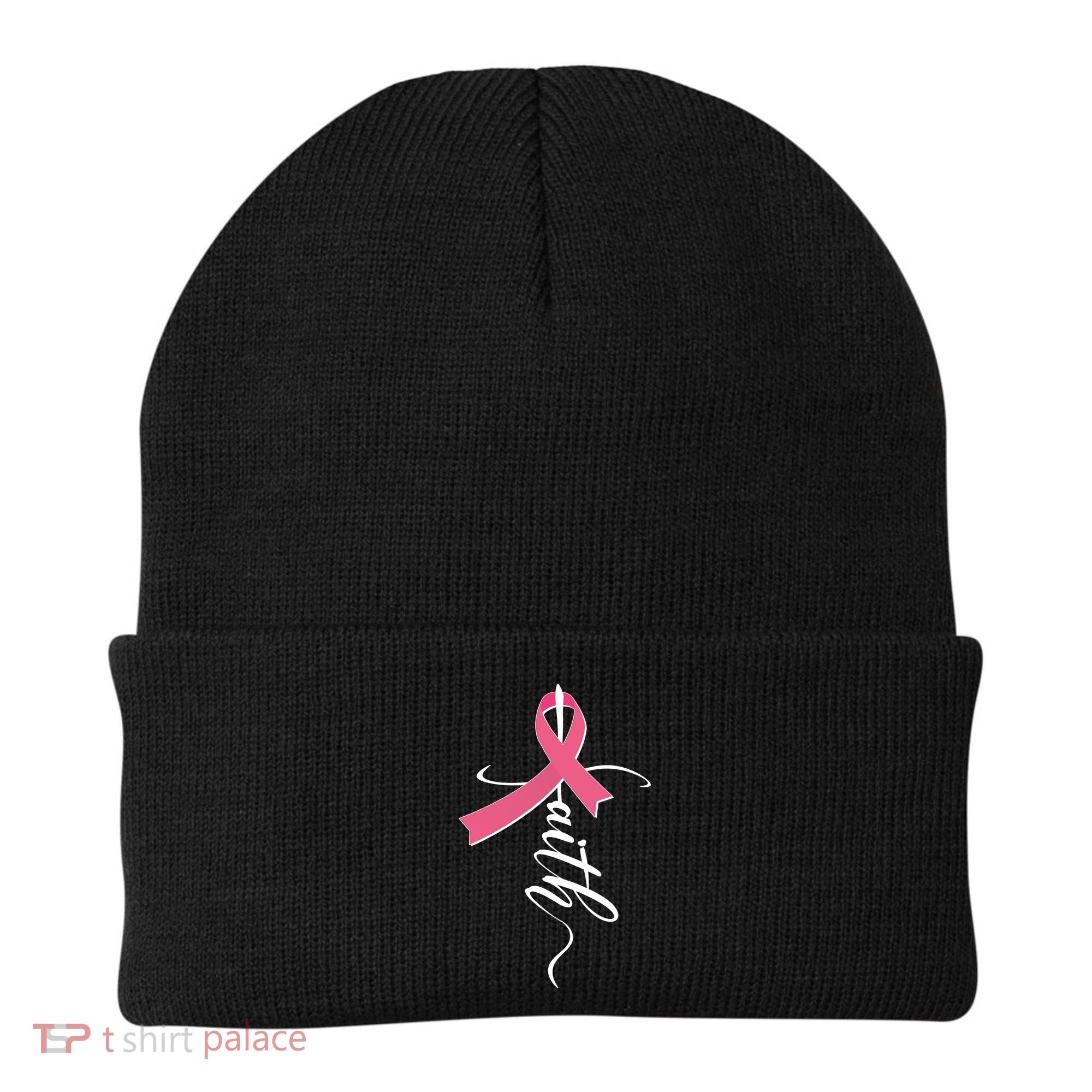 Faith Breast Cancer Awareness Ribbon Beanie
