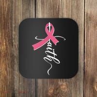 Faith Breast Cancer Awareness Ribbon Coaster thumb 0