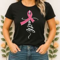 Faith Breast Cancer Awareness Ribbon Women's T-Shirt thumb 2