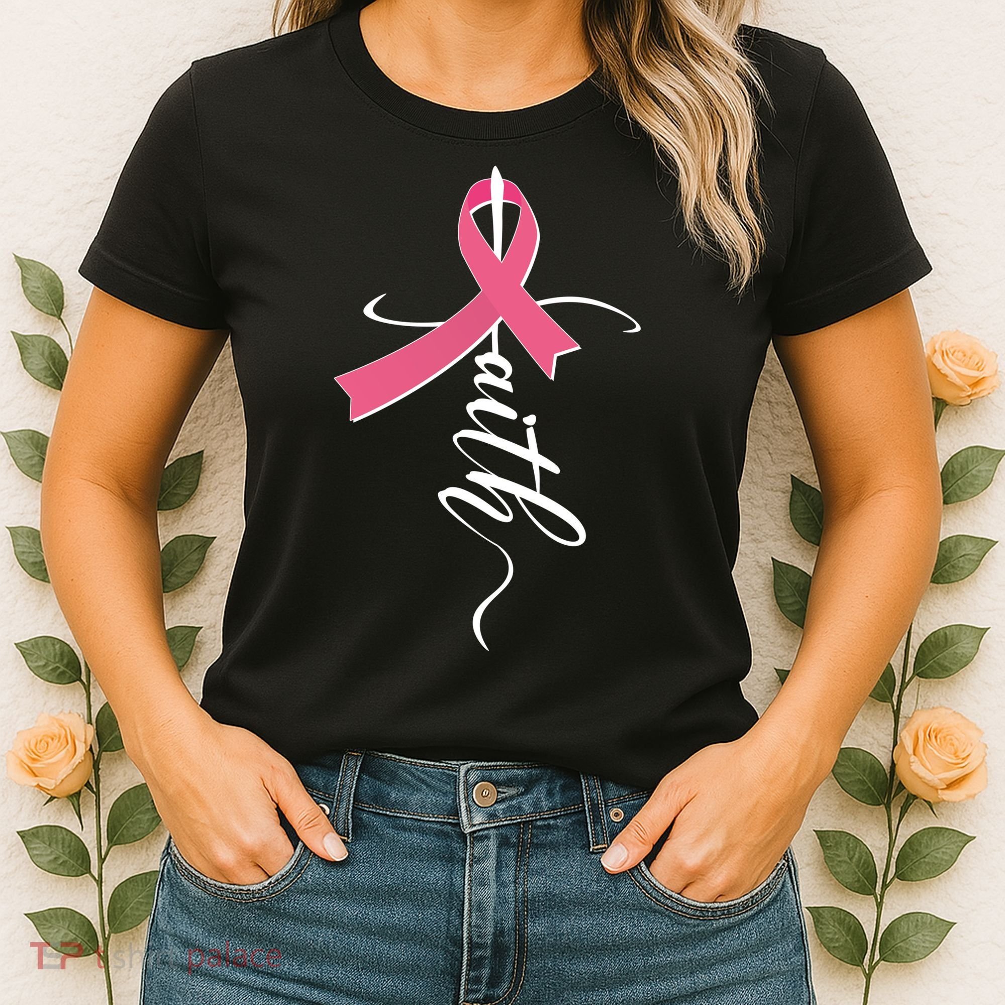Faith Breast Cancer Awareness Ribbon Women's T-Shirt