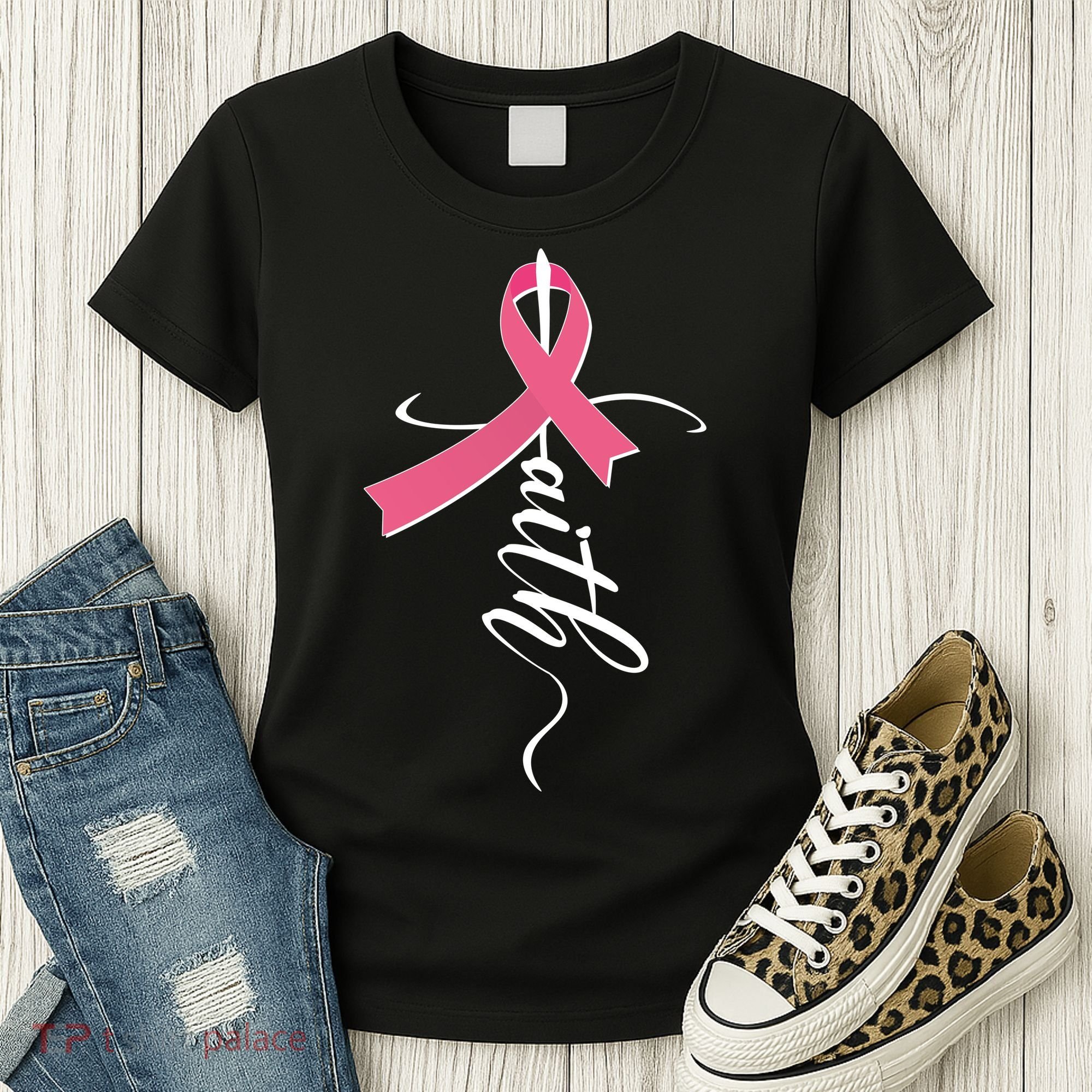 Faith Breast Cancer Awareness Ribbon Women's T-Shirt