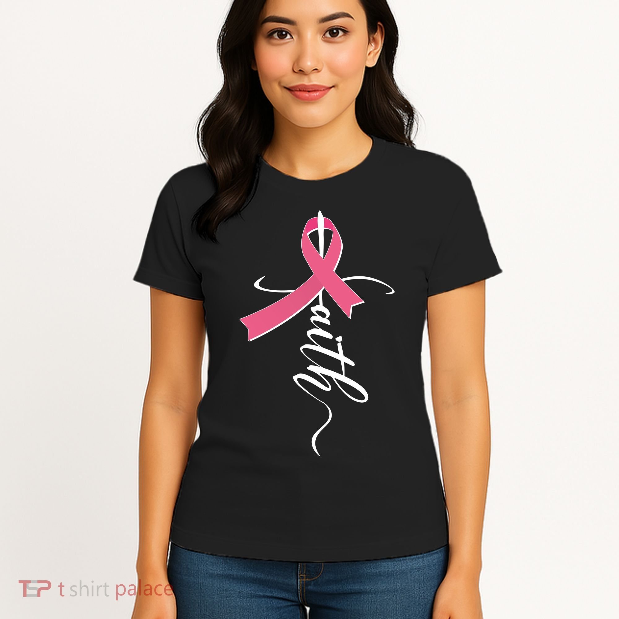 Faith Breast Cancer Awareness Ribbon Women's T-Shirt