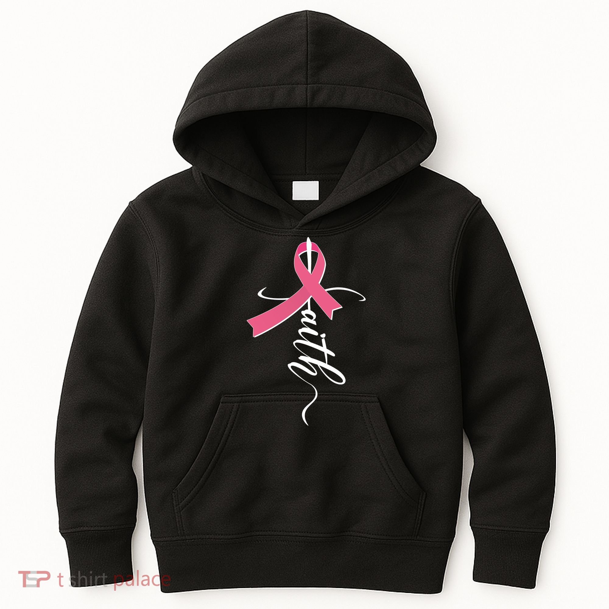Faith Breast Cancer Awareness Ribbon Kids Hoodie