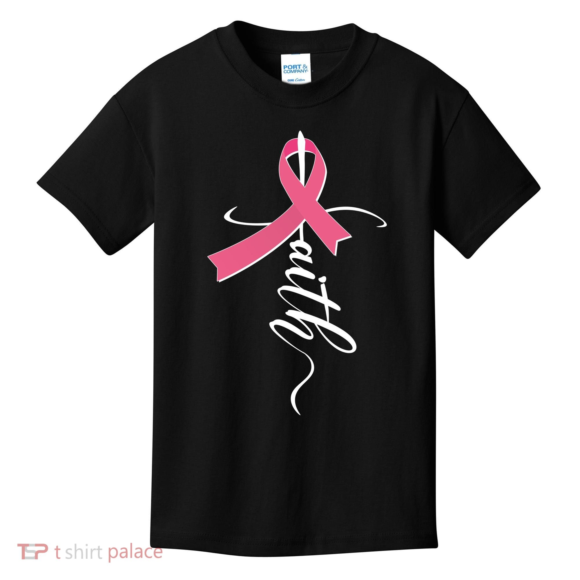 Faith Breast Cancer Awareness Ribbon Kids T-Shirt