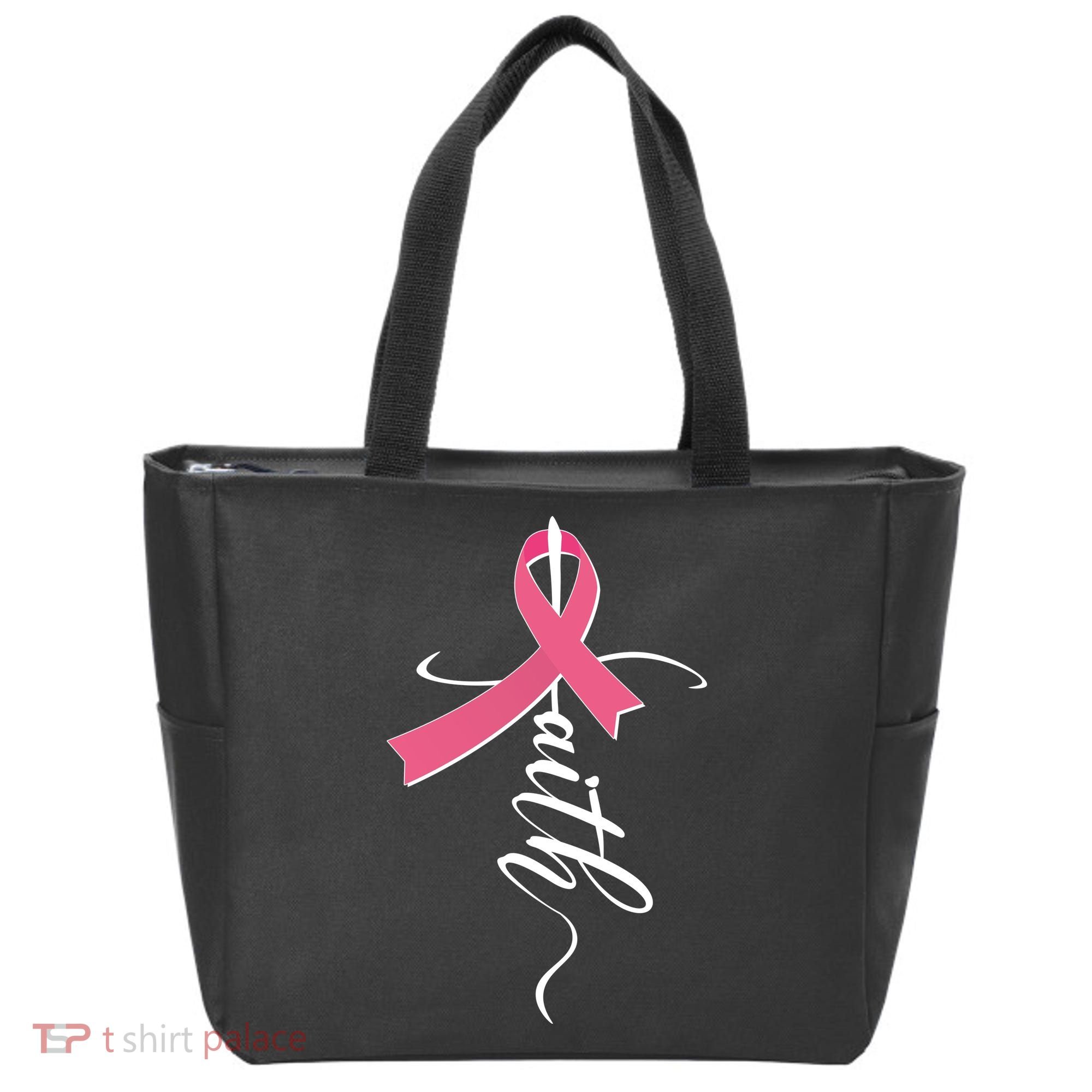 Faith Breast Cancer Awareness Ribbon Tote Bag