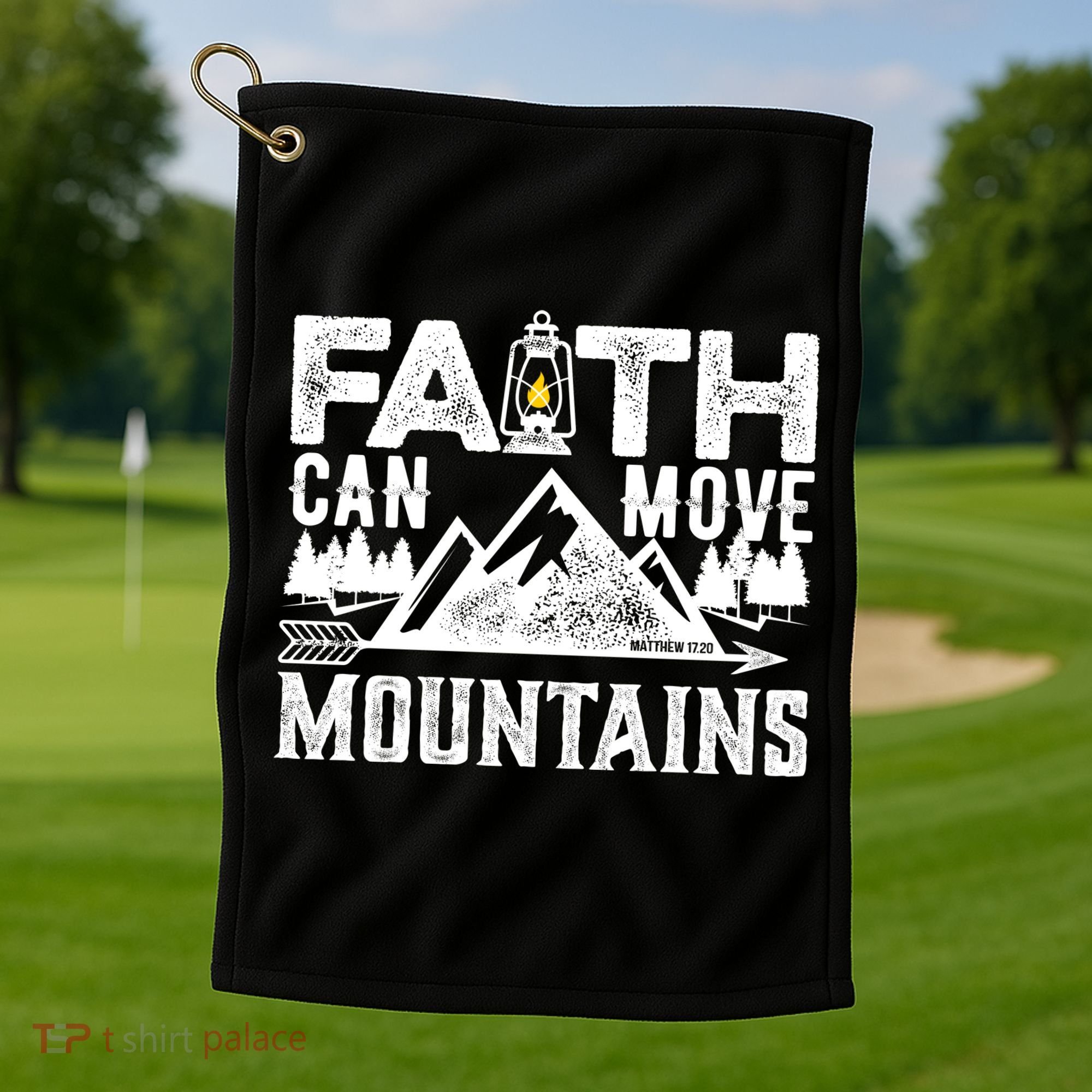 Faith Can Move Mountains - Matthew 17.20 Bible Verse Golf Towel