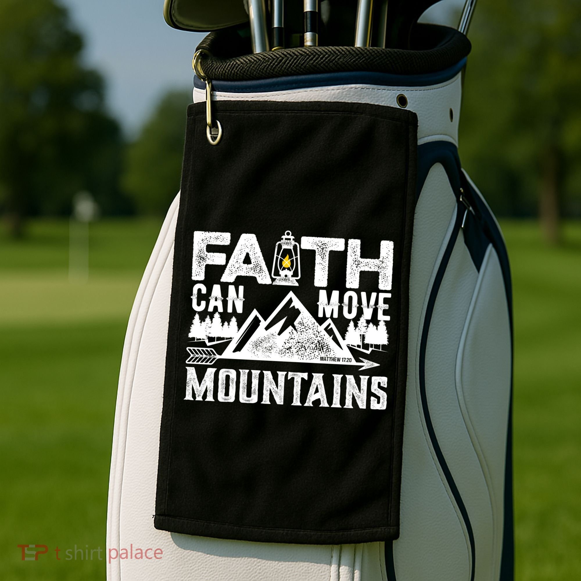 Faith Can Move Mountains - Matthew 17.20 Bible Verse Golf Towel