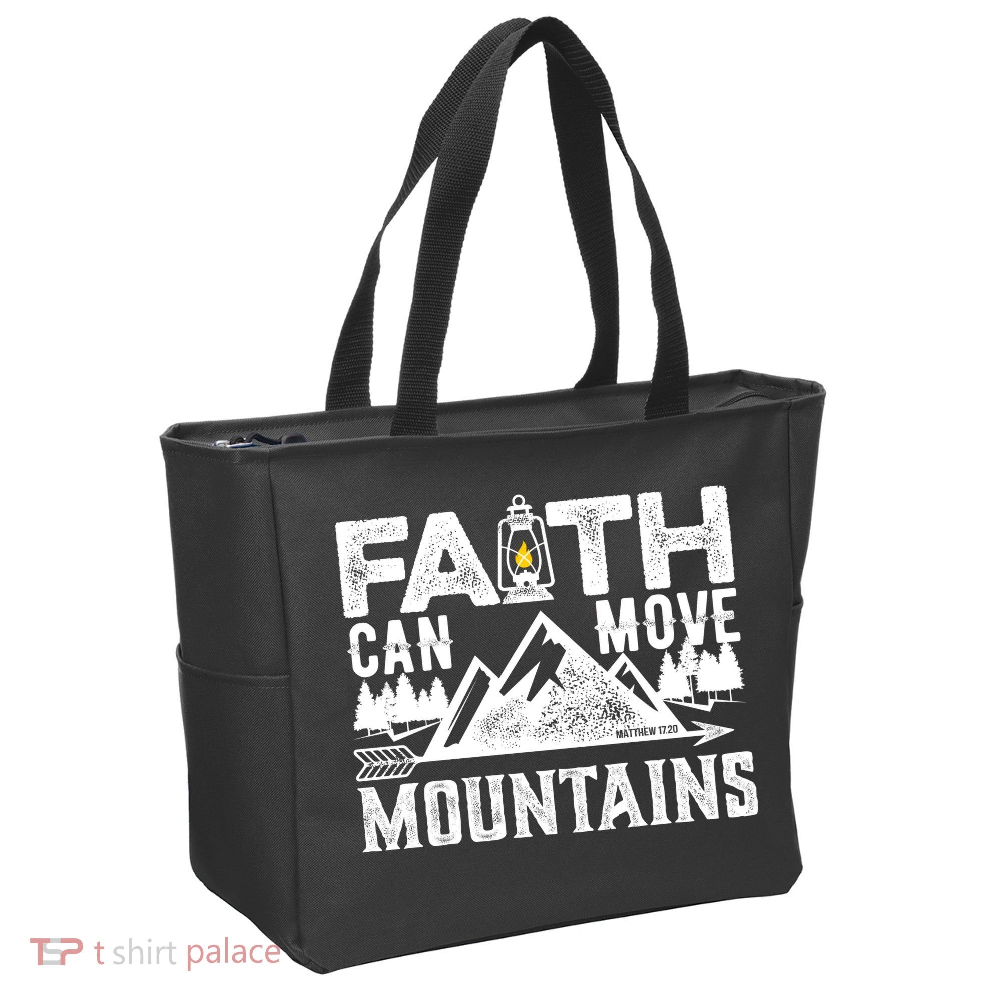 Faith Can Move Mountains - Matthew 17.20 Bible Verse Tote Bag