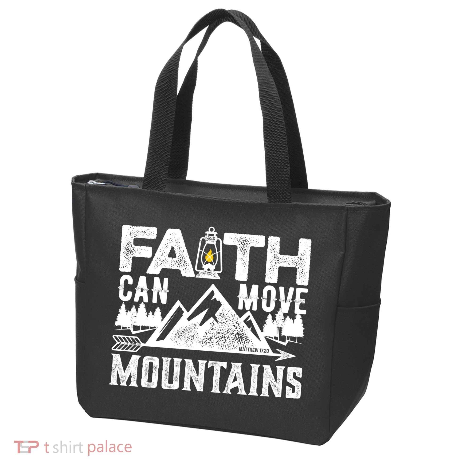 Faith Can Move Mountains - Matthew 17.20 Bible Verse Tote Bag