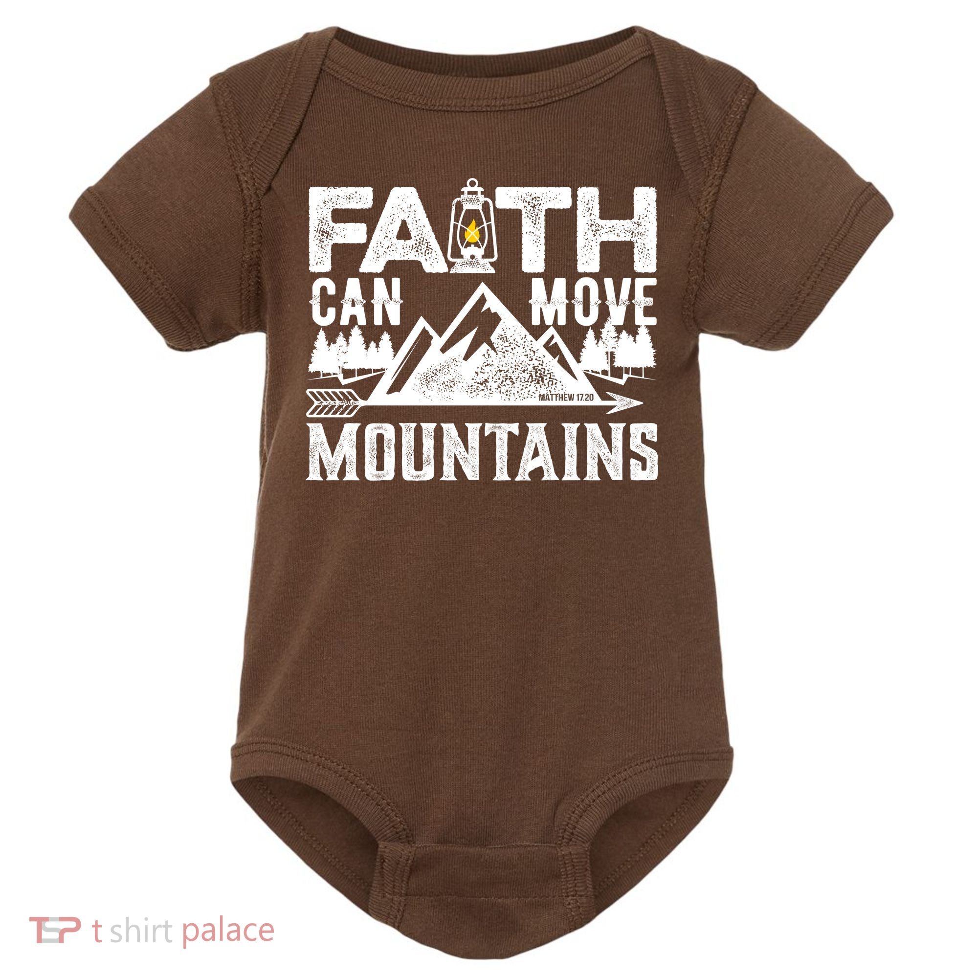 Faith Can Move Mountains - Matthew 17.20 Bible Verse Baby Bodysuit
