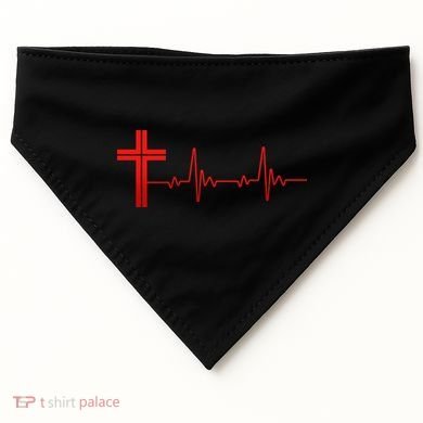 Faith Cross Heartbeat Pulse USA-Made Doggie Bandana