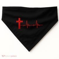 Faith Cross Heartbeat Pulse USA-Made Doggie Bandana thumb 0