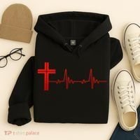 Faith Cross Heartbeat Pulse Hoodie thumb 4